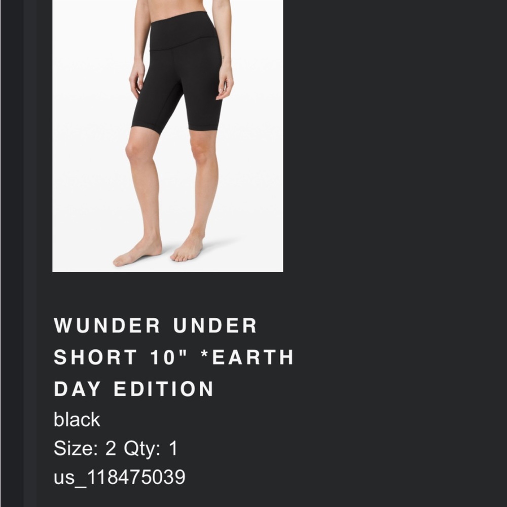 Wunder under 10” lululemon black biker shorts